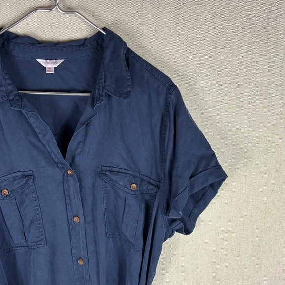 Teddi Rose > Navy Button-Up Tencel Shirt Dress XXL - Picture 4 of 8